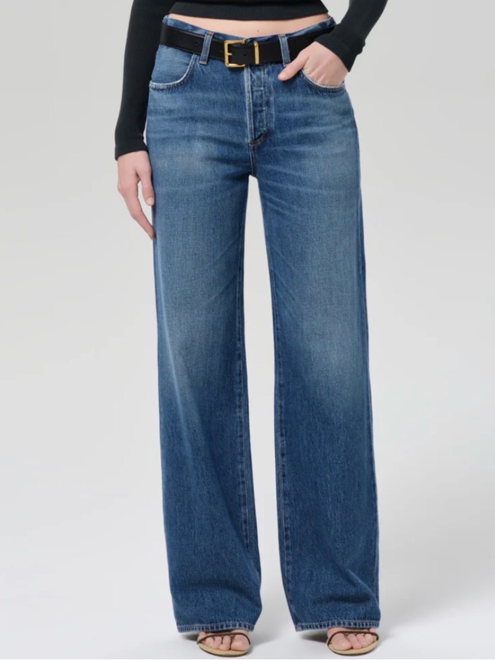 Citizens Of Humanity Annina Wide-Leg High-Rise Denim — Medium Blue Wash